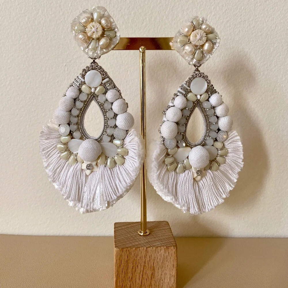 Ranjana Khan Simone Beaded Clip-On Statement Earrings
